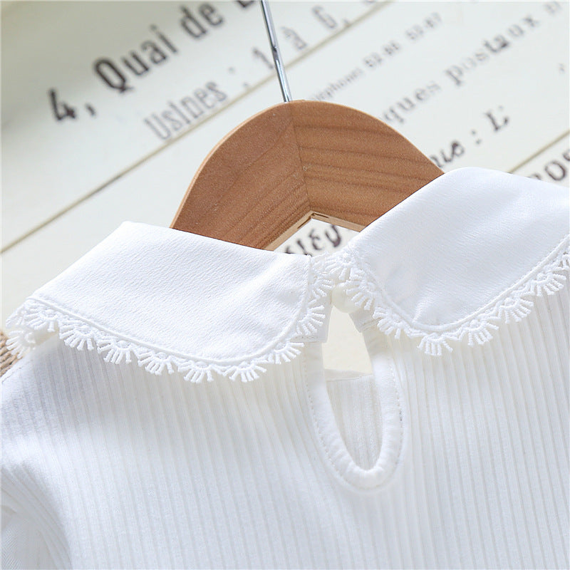 Damen festliche Bluse mit Tüllärmeln und besticktem Kragen Drune
