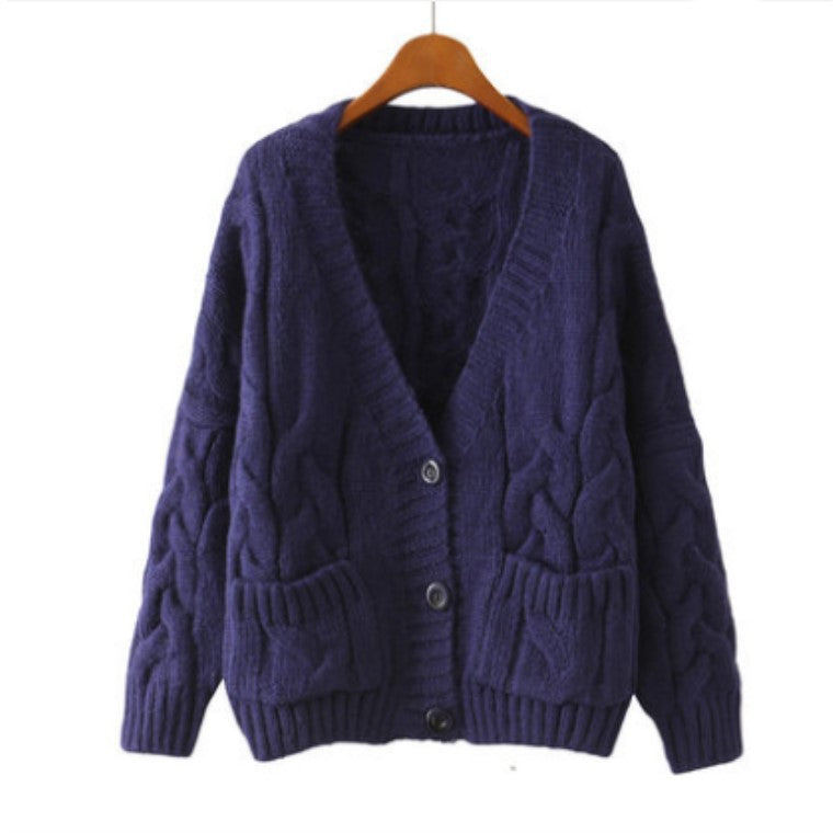 Damen Grobstrick-Cardigan mit vorteilhaftem V-Ausschnitt und praktischen Taschen Drune