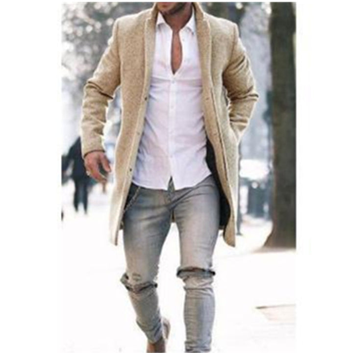 Herren eleganter Langmantel im minimalistischen Design mit praktischen Taschen Drune