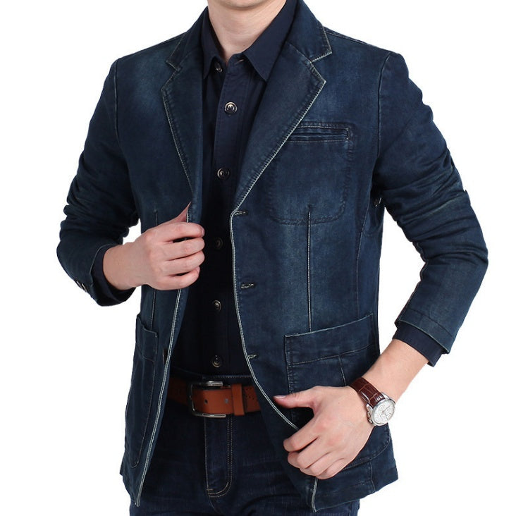 Drune | Herren Denim Baumwolle Blazerjacke