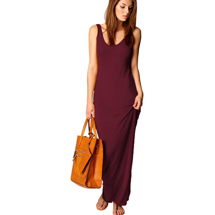 Damen Maxikleid aus weichem Jersey mit tiefem Rundhalsausschnitt Drune