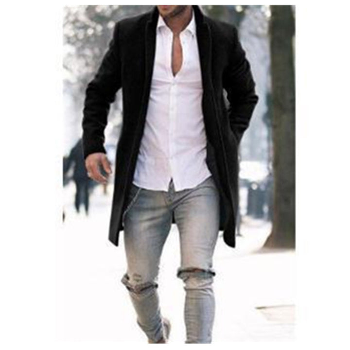 Herren eleganter Langmantel im minimalistischen Design mit praktischen Taschen Drune