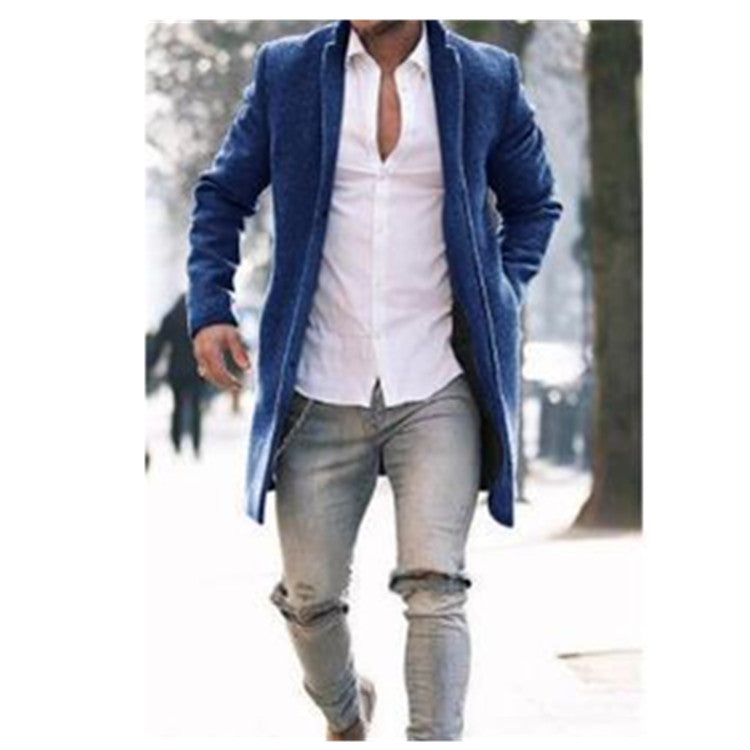 Herren eleganter Langmantel im minimalistischen Design mit praktischen Taschen Drune