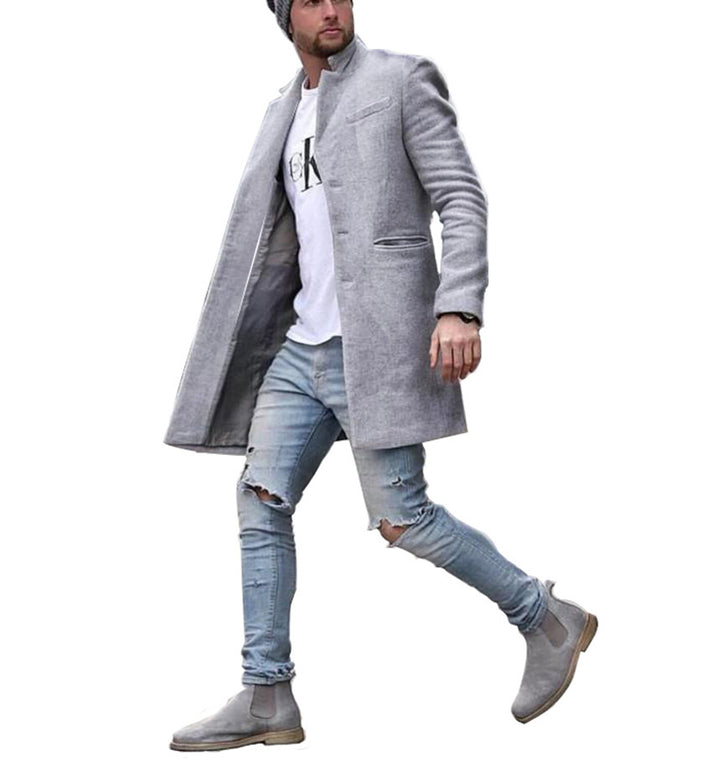Herren eleganter Langmantel im minimalistischen Design mit praktischen Taschen Drune