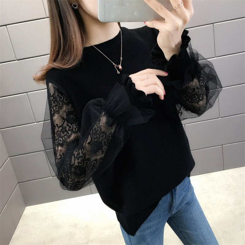 Damen Pullover mit transparenten, voluminösen Ärmeln Drune