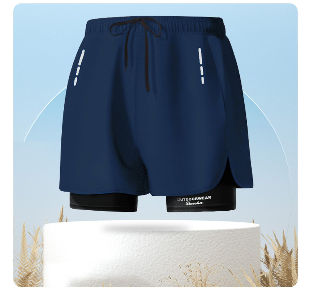 Drune | Doppellagige Herren Sport Fitness Anti-Peinlichkeit Strandhose
