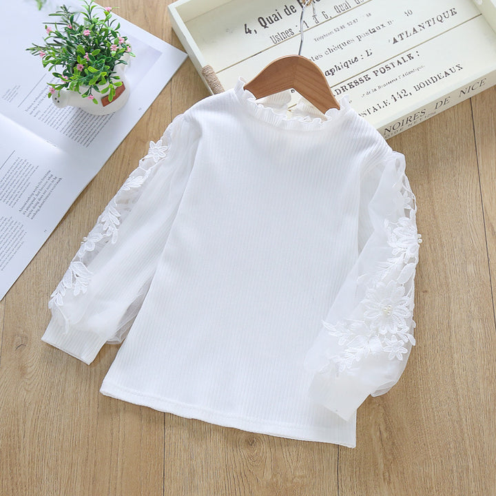 Mädchen elegante Bluse mit dekorativen Spitze-Ärmeln Drune