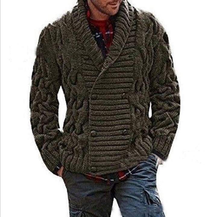 Herren Strickjacke mit doppelter Knopfleiste und kreativem Zopfmuster Drune
