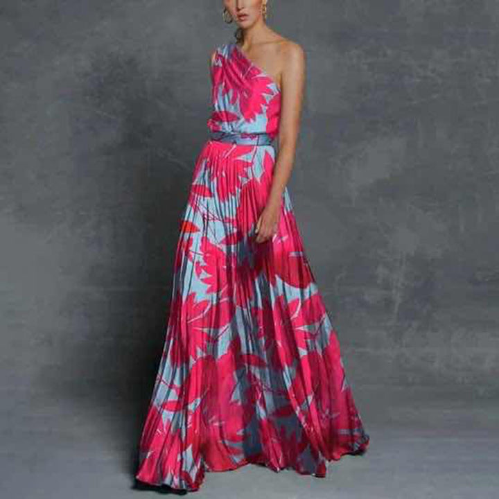 Damen Maxikleid mit asymmetrischem Oberteil und floralem Print Drune