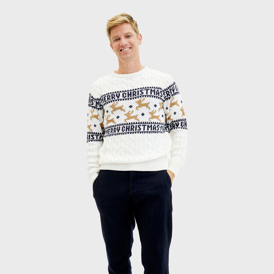 Drune | Der elegante Weihnachtspullover Weiß - Herren