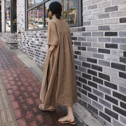 Damen Oversized Maxikleid mit lässigem Schnitt und atmungsaktivem Baumwollmaterial Drune