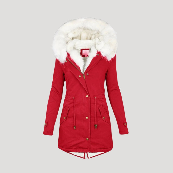 Drune | Damen lange Parka Jacke mit Kunstpelz Kapuze Winterjacke
