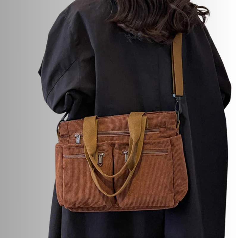 Drune | Cord Schultertasche Mit Mehreren Taschen Für Damen