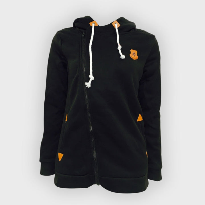 Drune | Kapuzenpullover Jacke Asymmetrischer Reißverschluss