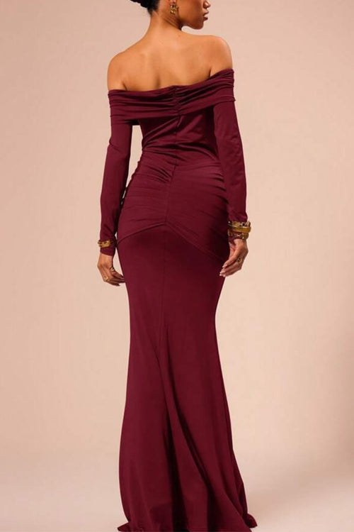 Drune | Rosiedress Off Shoulder Knoten Front Bodycon Maxi Party Kleid