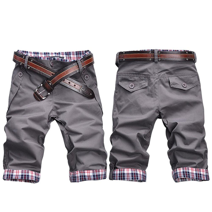 Drune – Hochwertige Shorts mit Gürtel und Karomuster