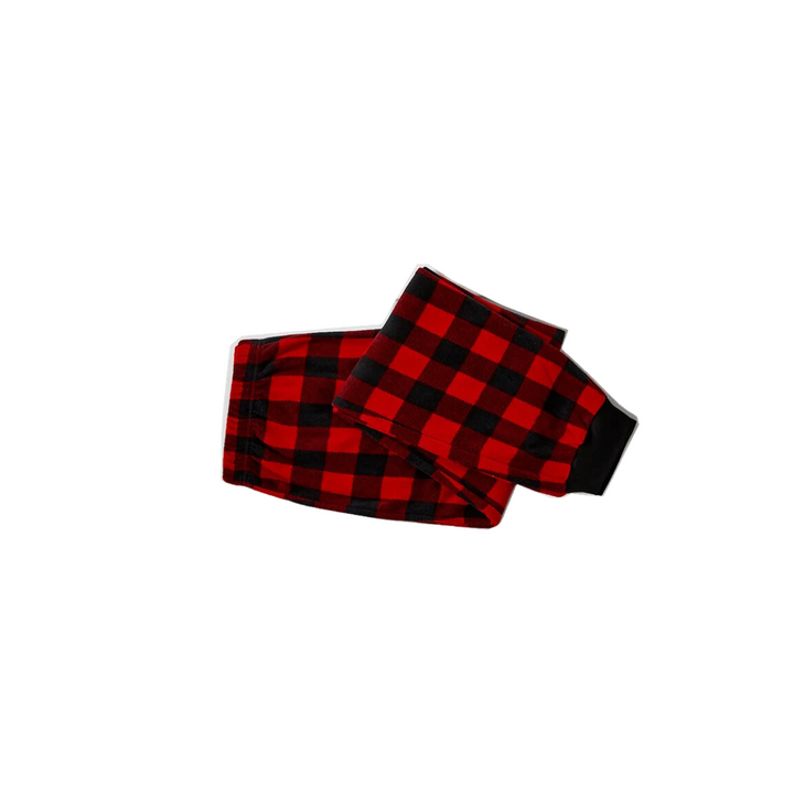 Drune | Christmas 2025 "Believe" Buchstaben Weiß Langarmoberteil und rot-schwarz karierten Hose Familienpassende Pyjamas
