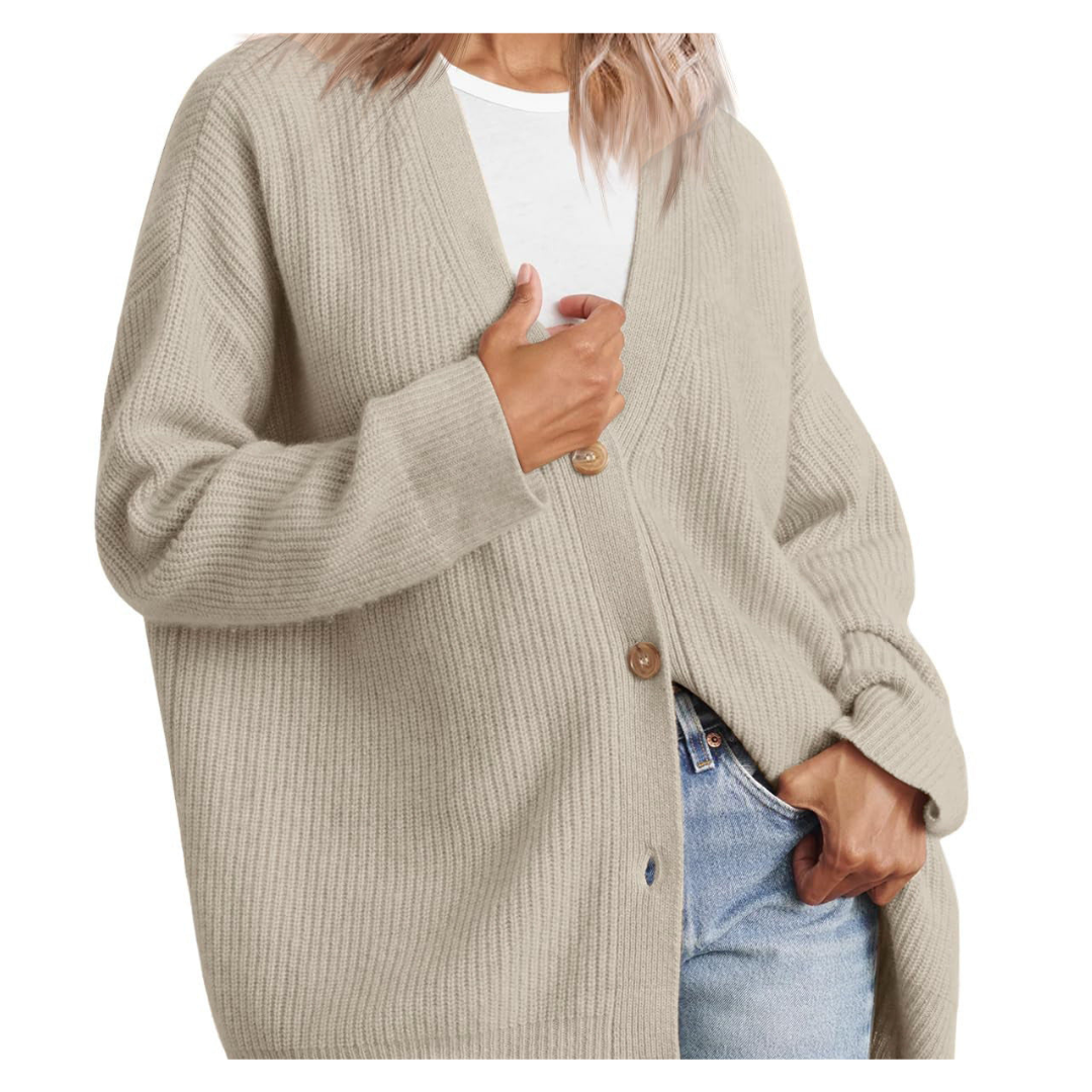 Drune | Schicke Übergroße Strickjacke Mit Knöpfen Für Damen