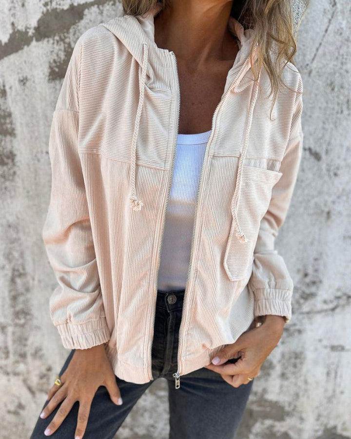 Drune | Corduroy Kapuzenjacke mit Reißverschluss