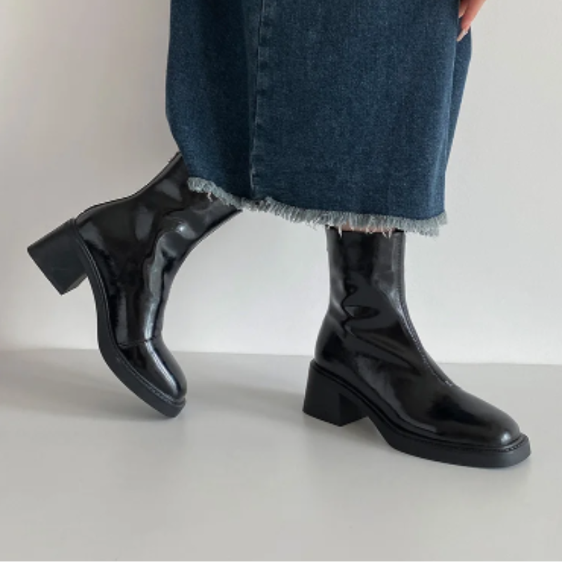 Drune | Stilvolle Leder Ankle Boots mit Blockabsatz für Damen Damen Ankle Boots