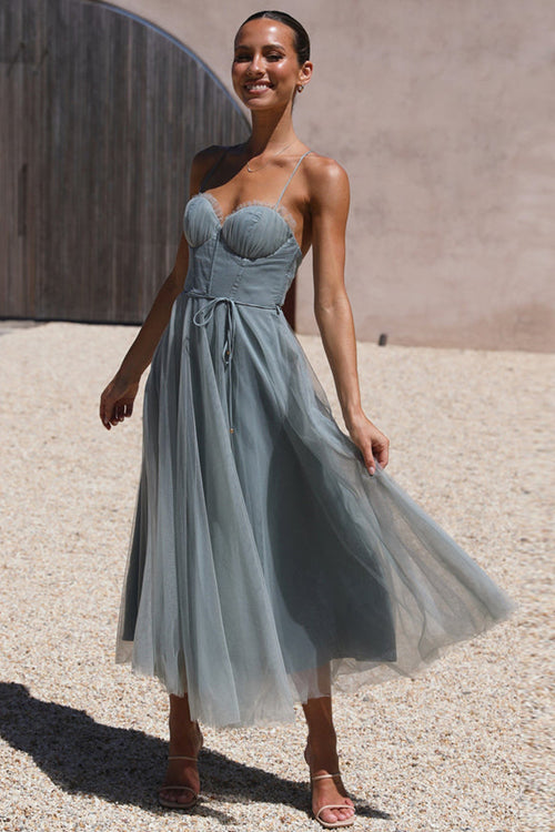 Drune | Rare Beauty Tüll Rückenfreies Midi Kleid