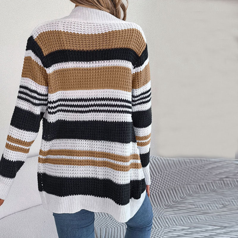 Drune | Gestreifte Strick-Strickjacke Mit Modernem Look