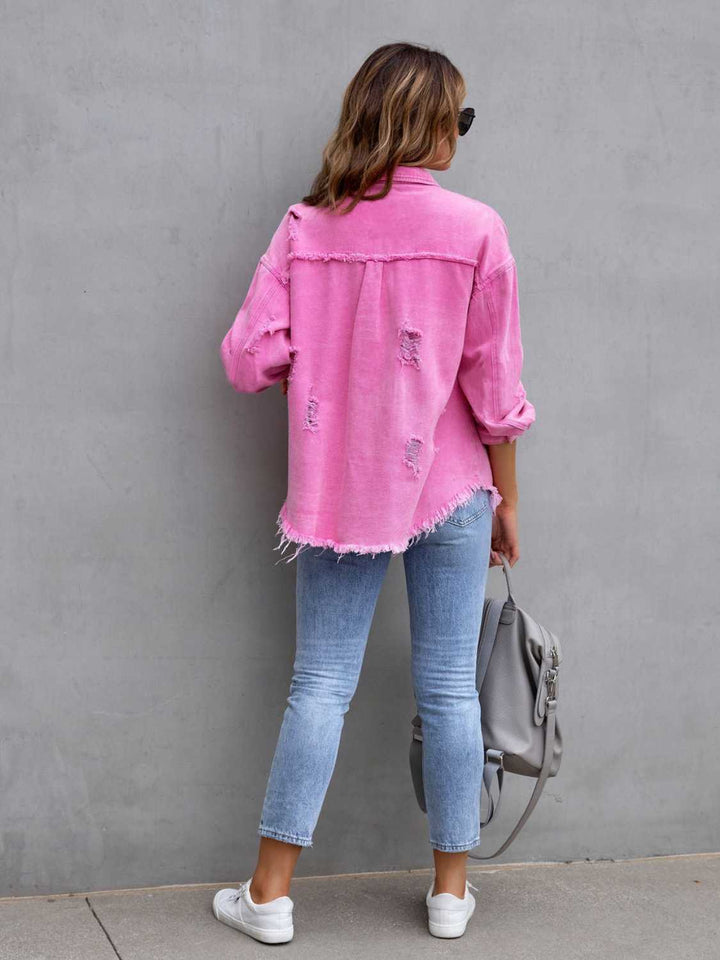 Drune | Distressed Drop Shoulder Denimjacke