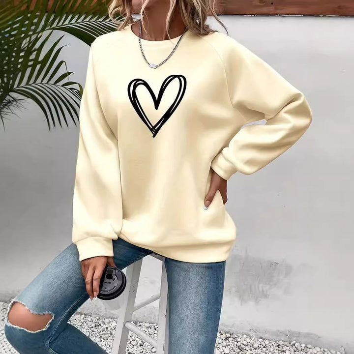 Drune | Herz-Print Rundhals-Langarm sweatshirt