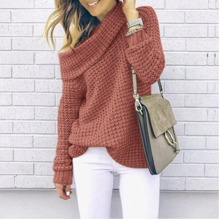 Damen Off-Shoulder Strickpullover mit Struktur Drune