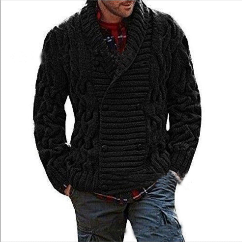 Herren Strickjacke mit doppelter Knopfleiste und kreativem Zopfmuster Drune