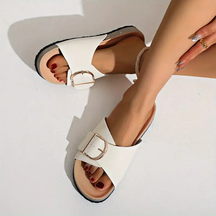Drune | Orthopädisch Flache Sandalen mit Einstellbarer Schnalle Riemen