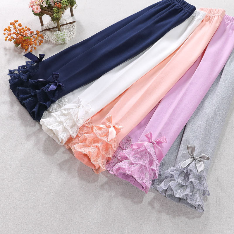 Mädchen Leggings mit Rüschen und Schleifenakzenten Drune