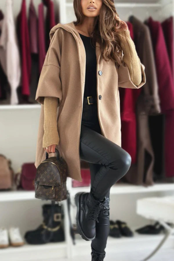 Drune | Farbe Lockere Tasche Kapuzenjacke mit langen Ärmeln
