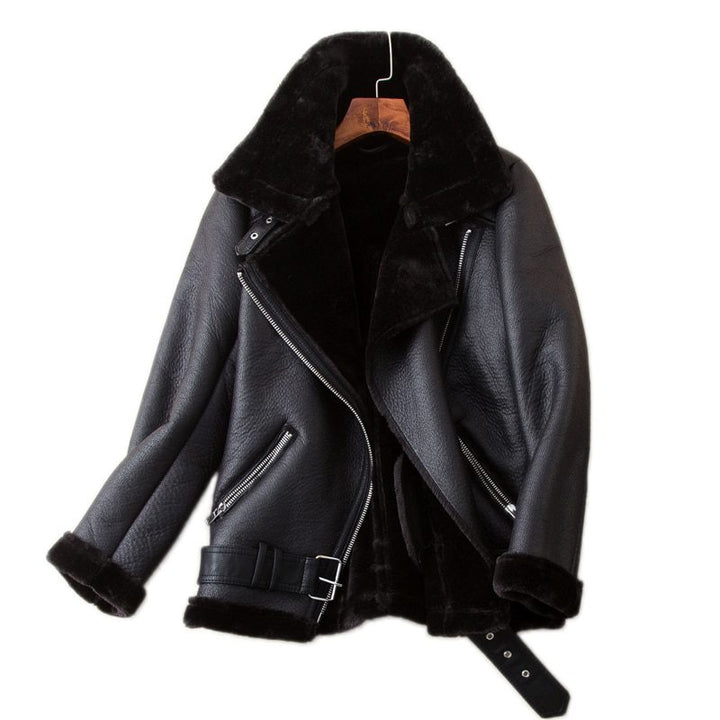 Drune | Futter PU-Lederjacke - Wärme & Stil - Gürteldesign Motorrad - Winteroberbekleidung