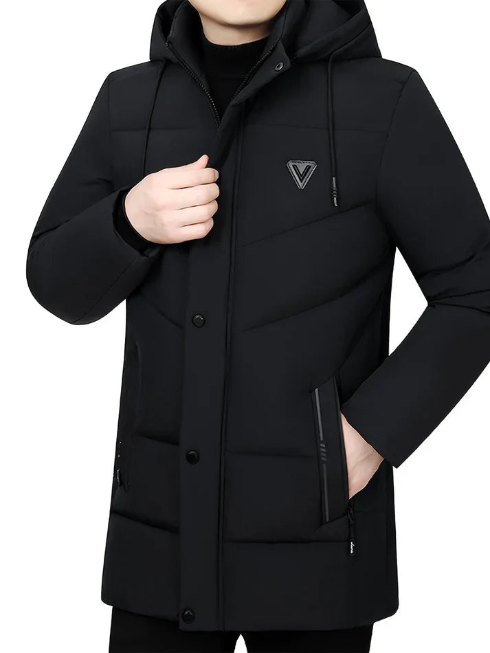 Drune | Winterjacke mit Kapuze - Warme, Winddichte & Wasserdichte Steppjacke mit Reißverschluss und Taschen