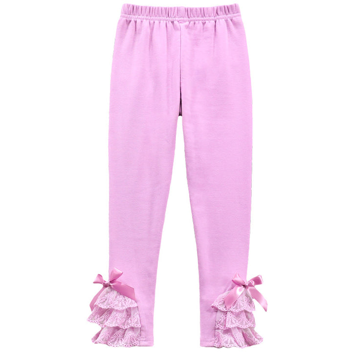 Mädchen Leggings mit Rüschen und Schleifenakzenten Drune
