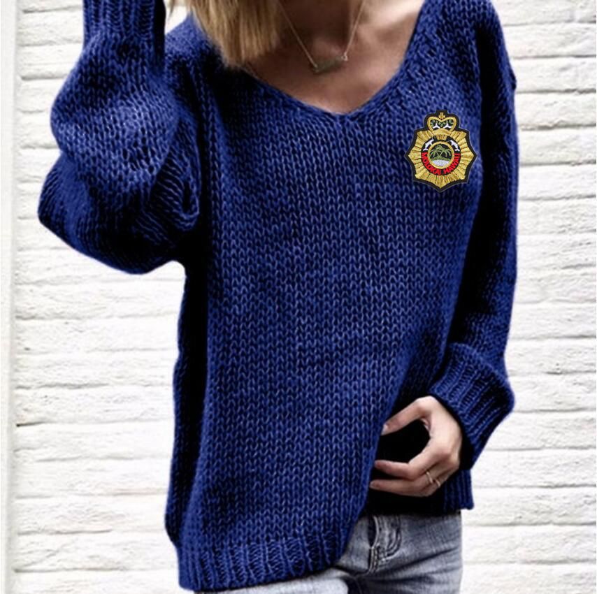 Damen Grobstrickpullover mit tiefem V-Ausschnitt und lässigem Schnitt Drune