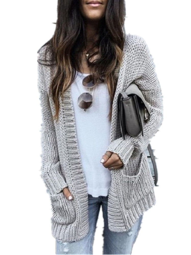 Damen Grobstrickcardigan mit lässigem Schnitt und tiefen Taschen Drune