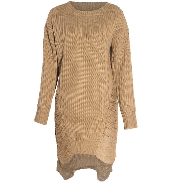 Damen Strickkleid mit lässigem Schnitt und seitlichen Rissen Drune