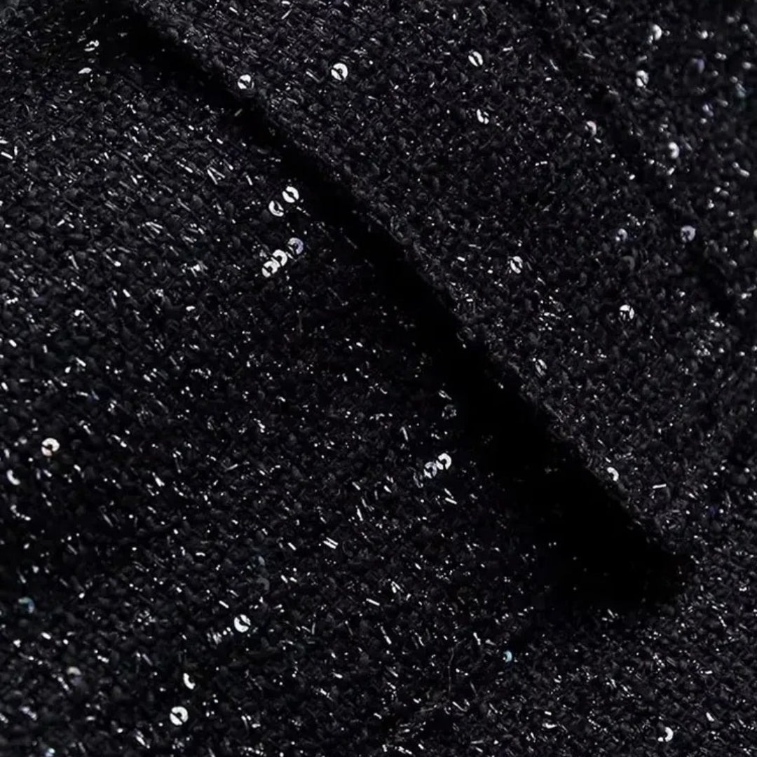 Drune | Damen Pailletten-Bomberjacke – Tweed-Stil