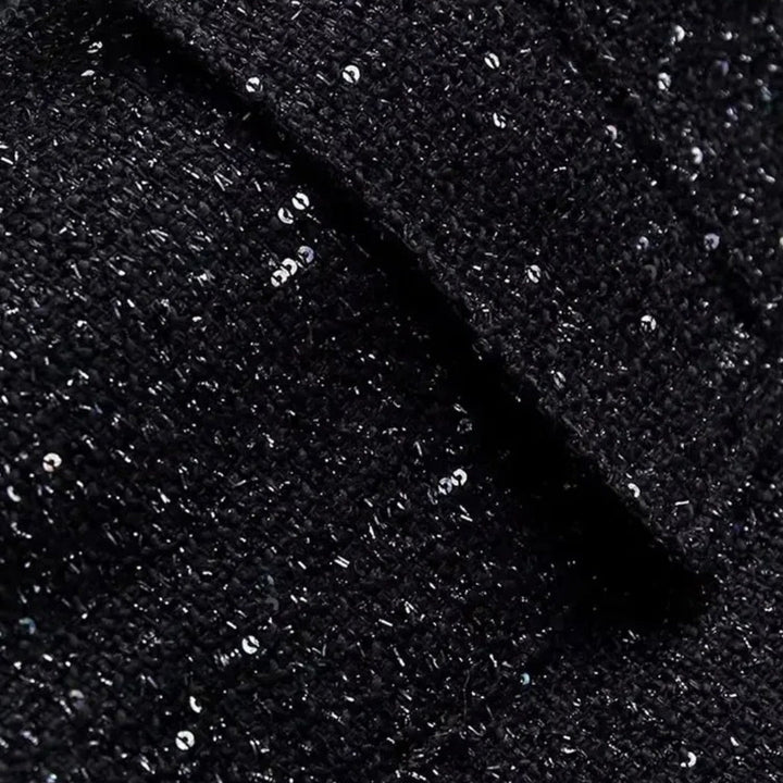 Drune | Damen Pailletten-Bomberjacke – Tweed-Stil