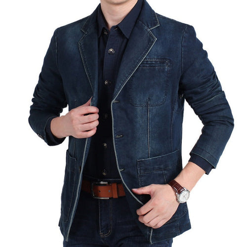 Drune | Herren Denim Baumwolle Blazerjacke