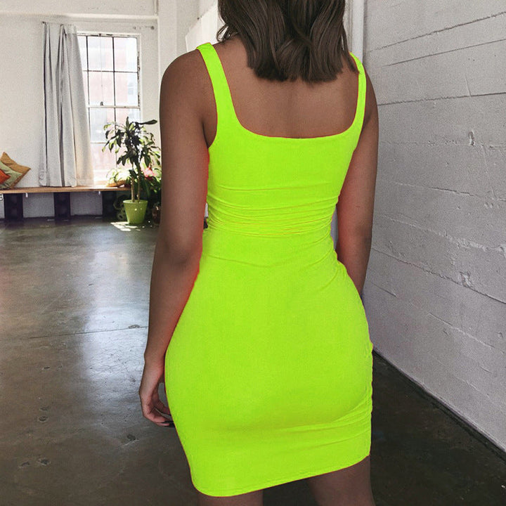 Damen Figurbetontes Minikleid mit quadratischem Ausschnitt Drune