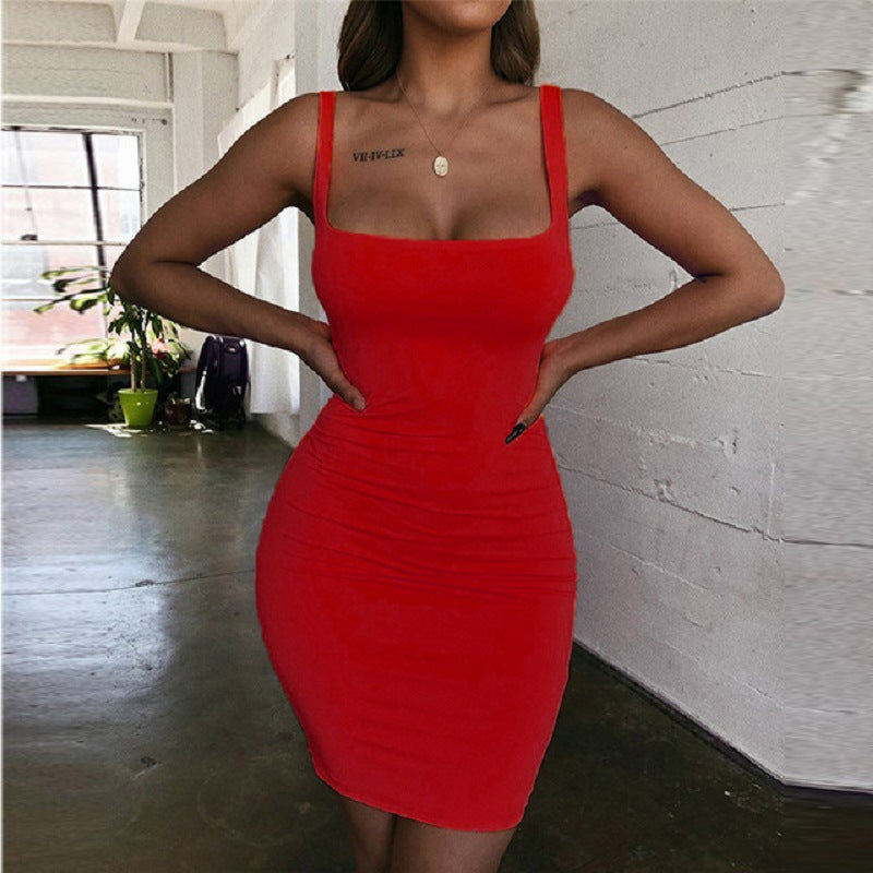 Damen Figurbetontes Minikleid mit quadratischem Ausschnitt Drune