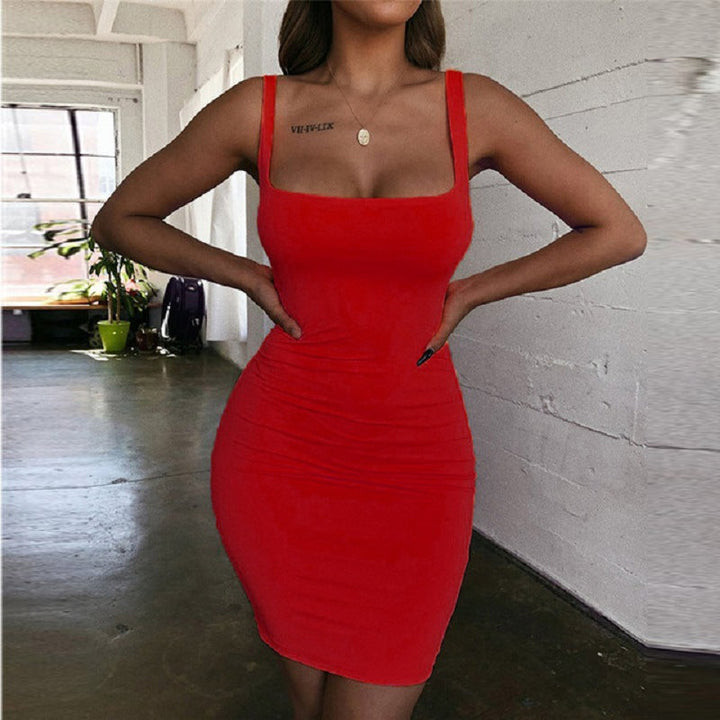 Damen Figurbetontes Minikleid mit quadratischem Ausschnitt Drune