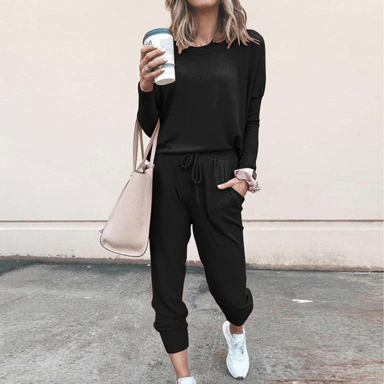 Damen Bequemer Jumpsuit mit modischem Rundhalsausschnitt und regulierbarem Bund Drune