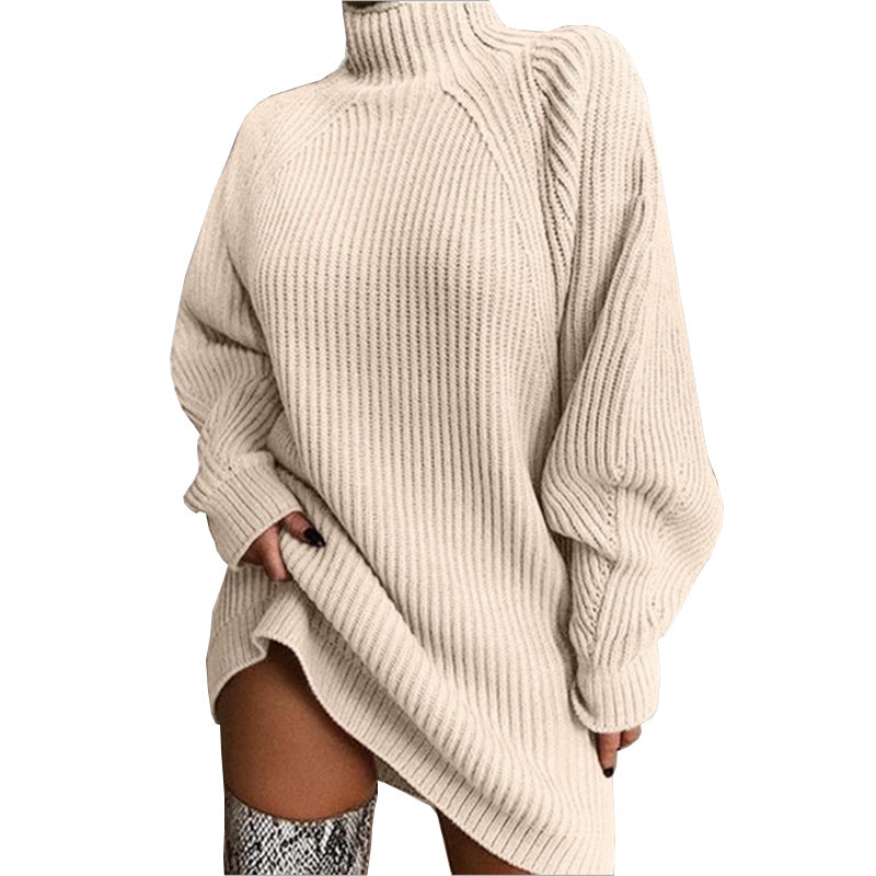 Damen Oversized Pullover mit hohem Kragen und strukturiertem Strickmuster Drune