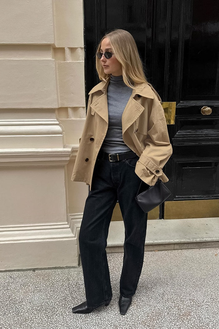Drune | Khaki Trenchkragenjacke