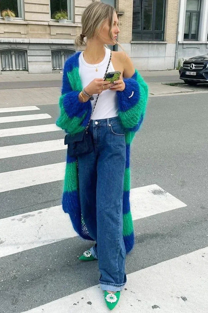 Drune | Cozy oversized striped knit cardigan