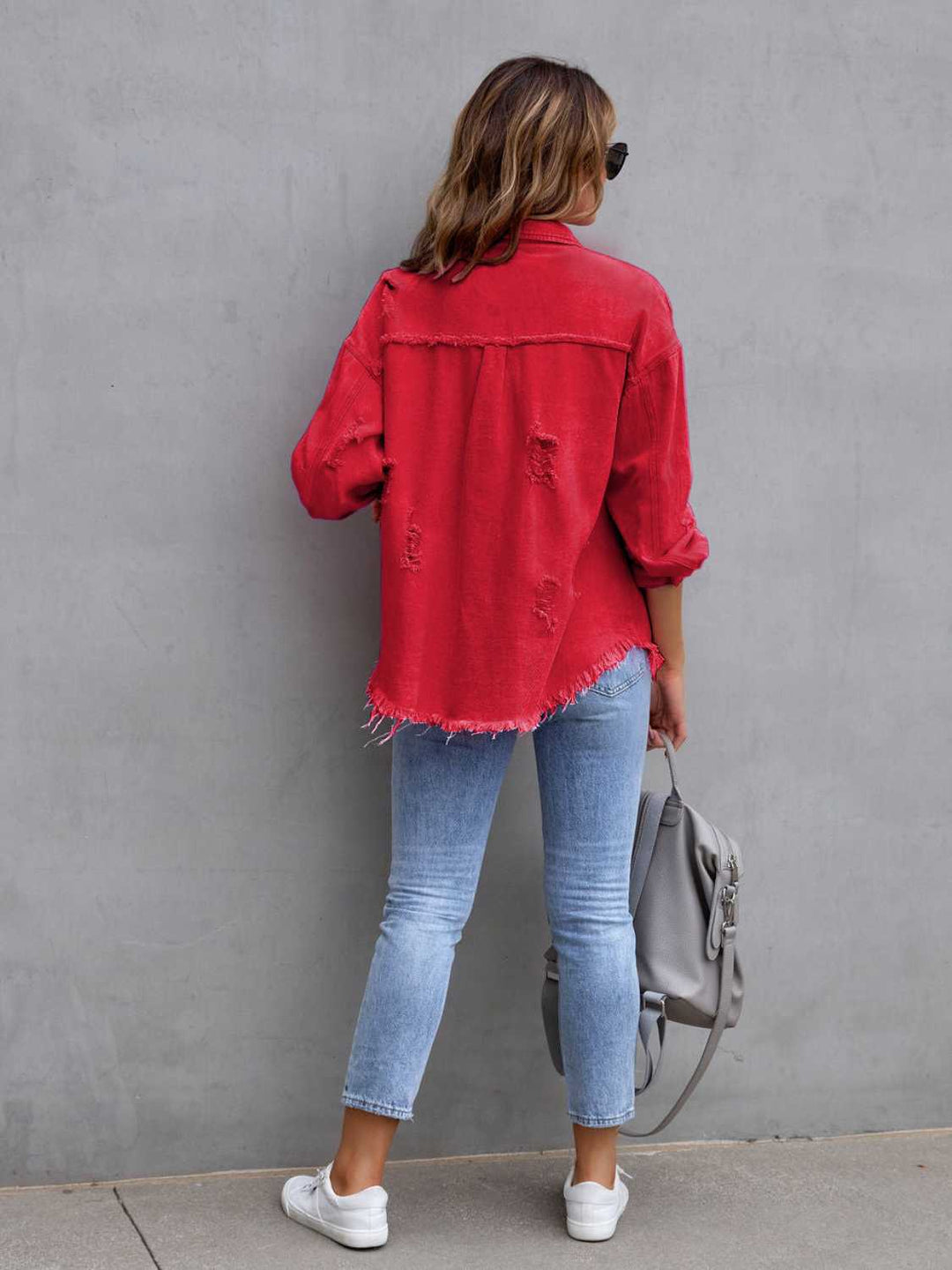 Drune | Distressed Drop Shoulder Denimjacke